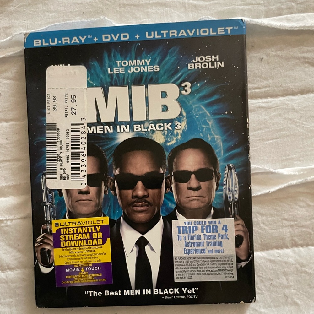 Men in Black 3 Blu ray DVD movie